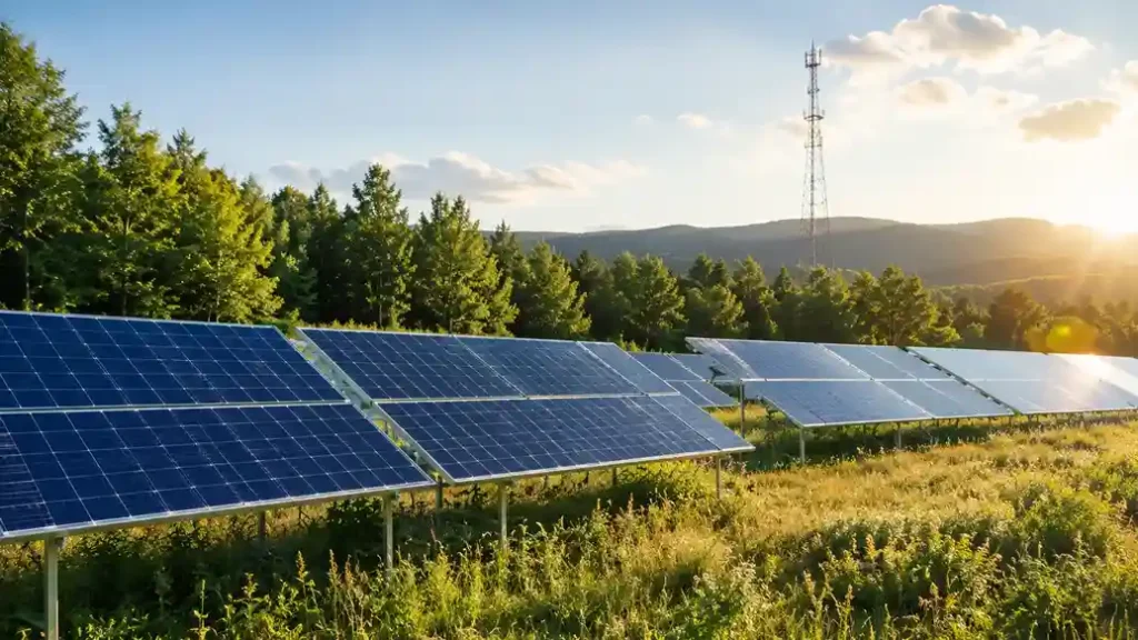 Solar panels generating electricity in sunlight for solar system sizing in Malaysia